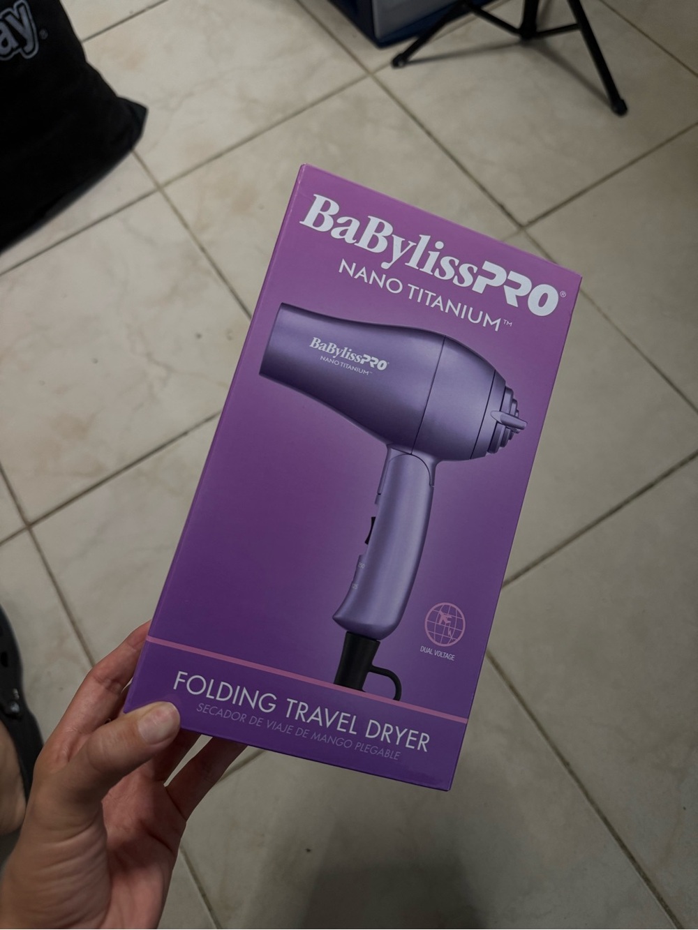 BaBylissPRO Nano Titanium Folding Travel Hair Dryer - Purple